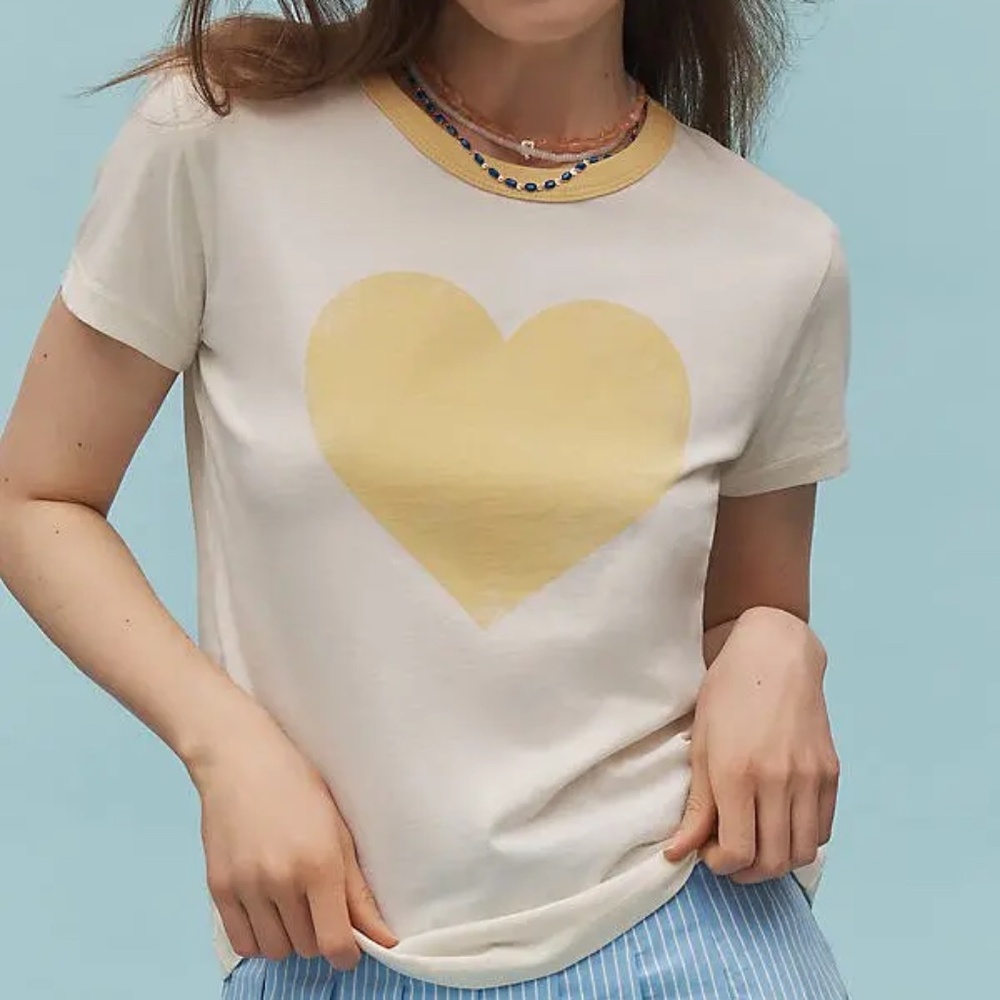 Letluv Heart Ringer Tee - Yellow